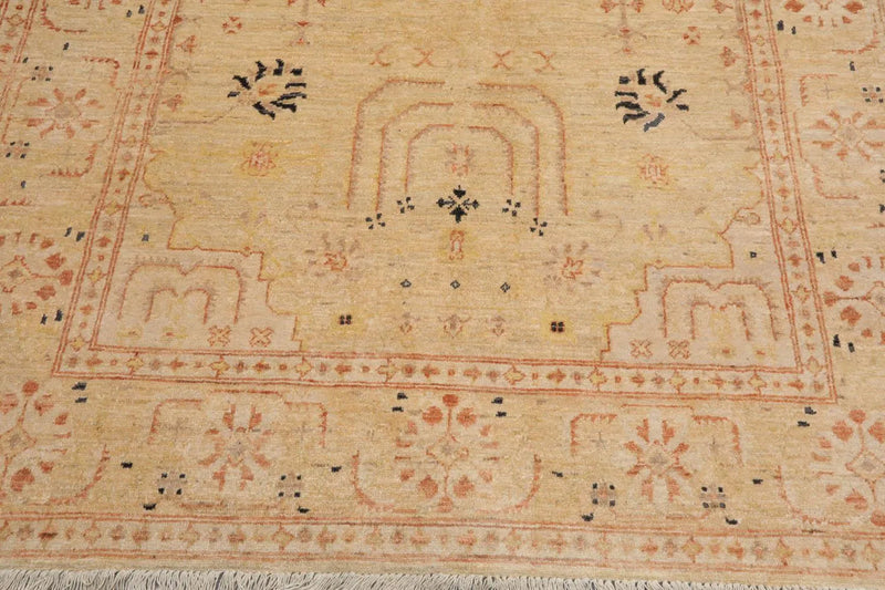 5' 3''x7' 10'' Hand Knotted Chobi Peshawar 100% Wool Traditional Oriental Area Rug Beige, Tan Color