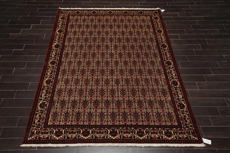 6x9 Ivory, Rust Hand Knotted 100% Wool Vase 200 KPSI Authentic Persian Oriental Area Rug