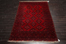 7' x 10'6" Hand Knotted Afghanistan Tribal Wool 200 KPSI Veg Dyes Area Rug Red