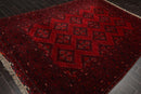 7' x 10'6" Hand Knotted Afghanistan Tribal Wool 200 KPSI Veg Dyes Area Rug Red