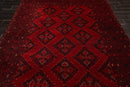 7' x 10'6" Hand Knotted Afghanistan Tribal Wool 200 KPSI Veg Dyes Area Rug Red