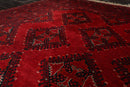 7' x 10'6" Hand Knotted Afghanistan Tribal Wool 200 KPSI Veg Dyes Area Rug Red