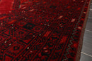 7' x 10'6" Hand Knotted Afghanistan Tribal Wool 200 KPSI Veg Dyes Area Rug Red