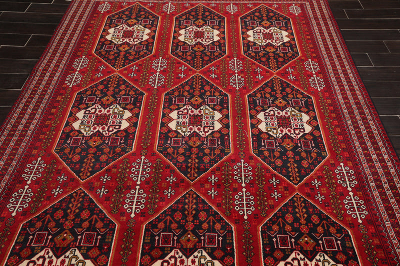 6'6" x 9'6" Hand Knotted Afghanistan Tribal Wool 200 KPSI Veg Dyes Area Rug Red