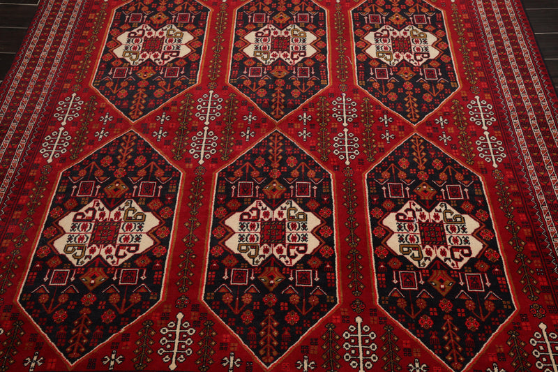 6'6" x 9'6" Hand Knotted Afghanistan Tribal Wool 200 KPSI Veg Dyes Area Rug Red