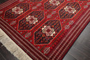 6'6" x 9'6" Hand Knotted Afghanistan Tribal Wool 200 KPSI Veg Dyes Area Rug Red