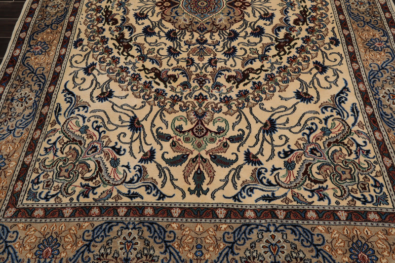 6'9" x 9'11" Hand Knotted 100% Wool 200 KPSI Authentic Kashaan Area Rug Ivory