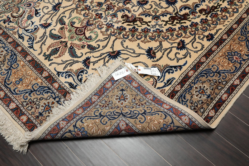 6'9" x 9'11" Hand Knotted 100% Wool 200 KPSI Authentic Kashaan Area Rug Ivory