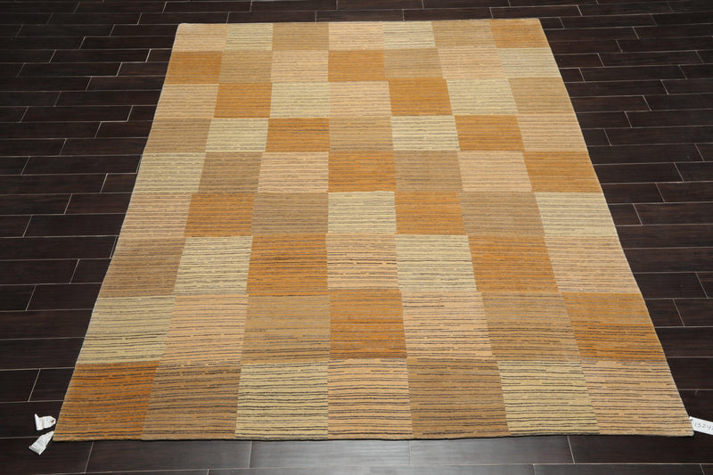 7'11" x 9'8" Hand Knotted Swiss Wash Tibetan Area Rug Beige