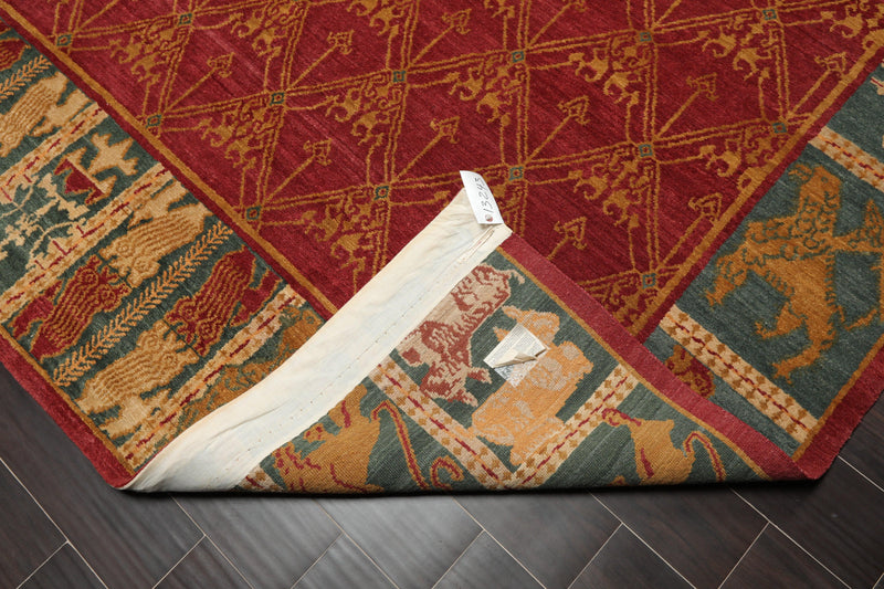 8'3" x 9'8" Hand Knotted Wool Swiss Wash Tibetan Area Rug Red