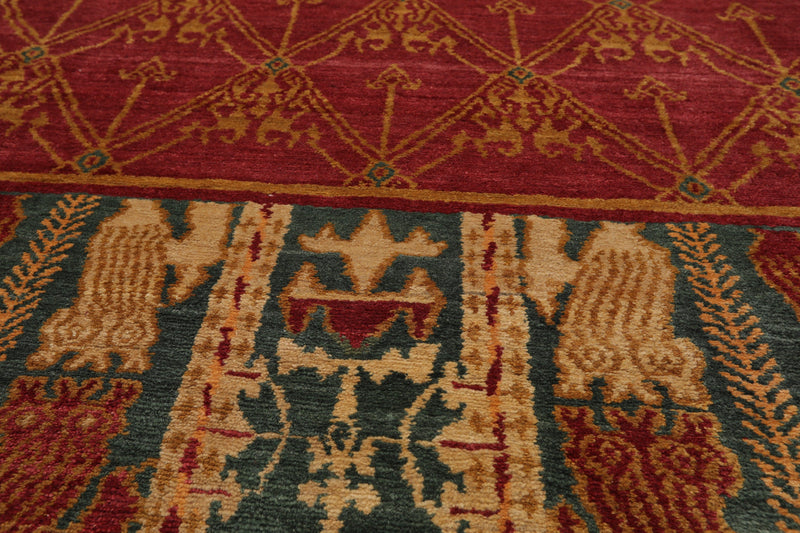 8'3" x 9'8" Hand Knotted Wool Swiss Wash Tibetan Area Rug Red