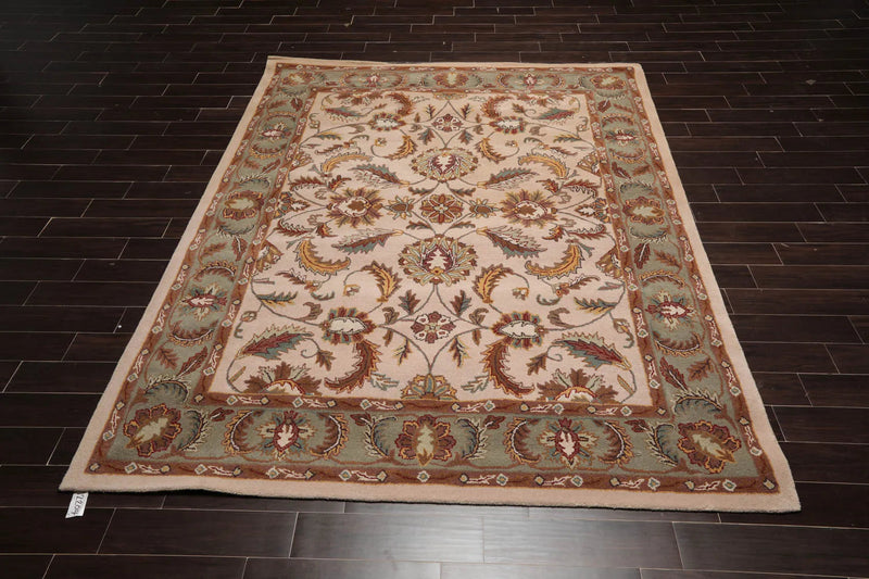 8'x10' Beige Hand Tufted 100% Wool Traditional Oriental Area Rug