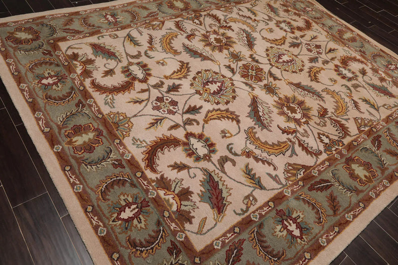 8'x10' Beige Hand Tufted 100% Wool Traditional Oriental Area Rug