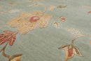 8'1" x11' Hand Knotted Wool & Silk Bold floral Pattern Tibetan Area Rug Sea Blue