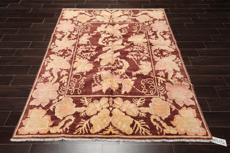 5'9" x 7' Hand Knotted 100% Wool Peshawar Transitional Oriental Area Rug Rust
