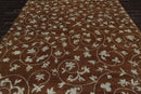 8'1" x 10'10" Hand Knotted Wool & Silk Bold floral Tibetan Area Rug Brown