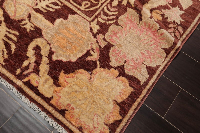 5'9" x 7' Hand Knotted 100% Wool Peshawar Transitional Oriental Area Rug Rust