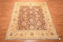 8'1" x 9’11" Hand Knotted Peshawar Stone wash 100% Wool Oriental Area Rug Brown
