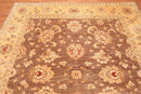 8'1" x 9’11" Hand Knotted Peshawar Stone wash 100% Wool Oriental Area Rug Brown