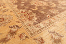 8'1" x 9’11" Hand Knotted Peshawar Stone wash 100% Wool Oriental Area Rug Brown