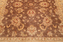 8'1" x 9’11" Hand Knotted Peshawar Stone wash 100% Wool Oriental Area Rug Brown