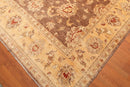 8'1" x 9’11" Hand Knotted Peshawar Stone wash 100% Wool Oriental Area Rug Brown