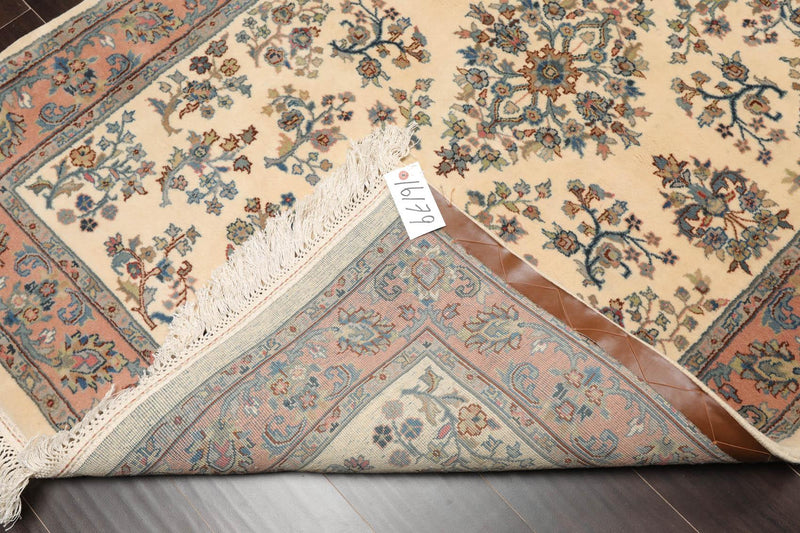 4'1" x 6' Hand Knotted Kerman Wool Traditional Oriental Area Rug Ivory