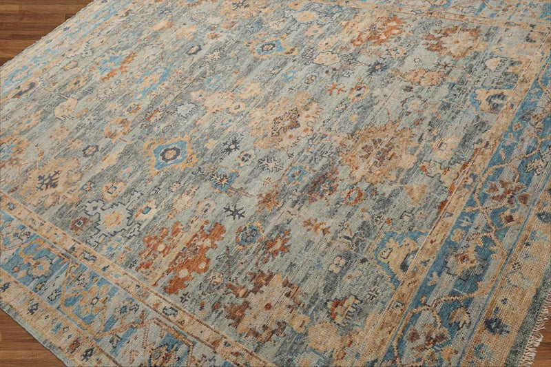7' 10''x10' Hand Knotted Muted Turkish Oushak 100% Wool  Traditional  Oriental Area Rug Gray,Aqua Color