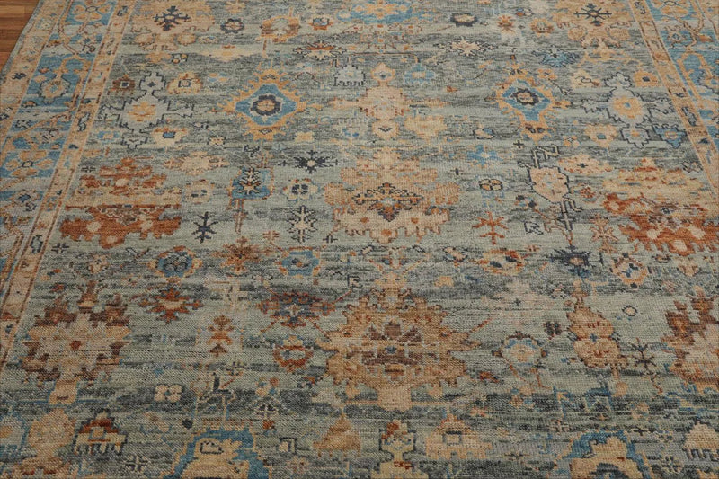 7' 10''x10' Hand Knotted Muted Turkish Oushak 100% Wool  Traditional  Oriental Area Rug Gray,Aqua Color