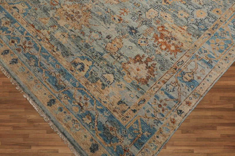 7' 10''x10' Hand Knotted Muted Turkish Oushak 100% Wool  Traditional  Oriental Area Rug Gray,Aqua Color