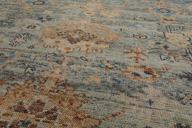 7' 10''x10' Hand Knotted Muted Turkish Oushak 100% Wool  Traditional  Oriental Area Rug Gray,Aqua Color