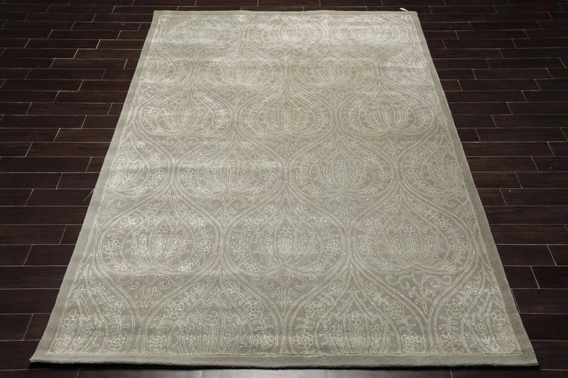 8' x 11' Handmade Wool & Art Silk Patterned Transitional Area Rug Gray Caledon