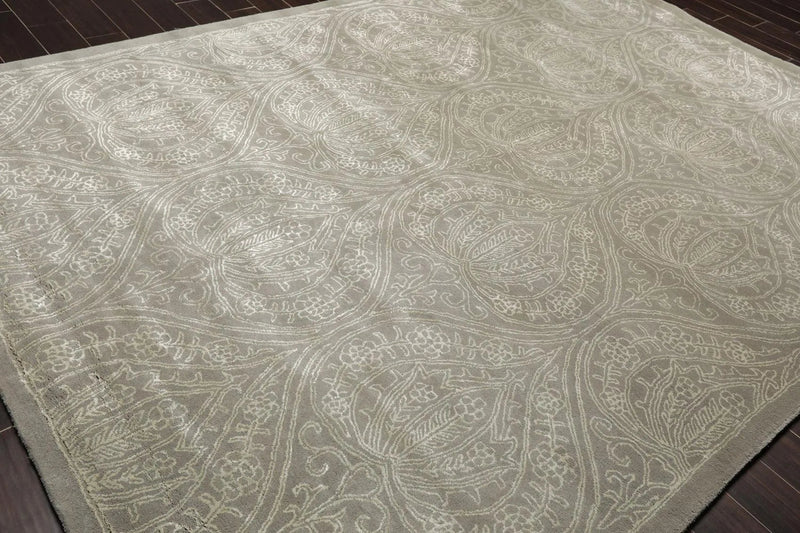 8' x 11' Handmade Wool & Art Silk Patterned Transitional Area Rug Gray Caledon
