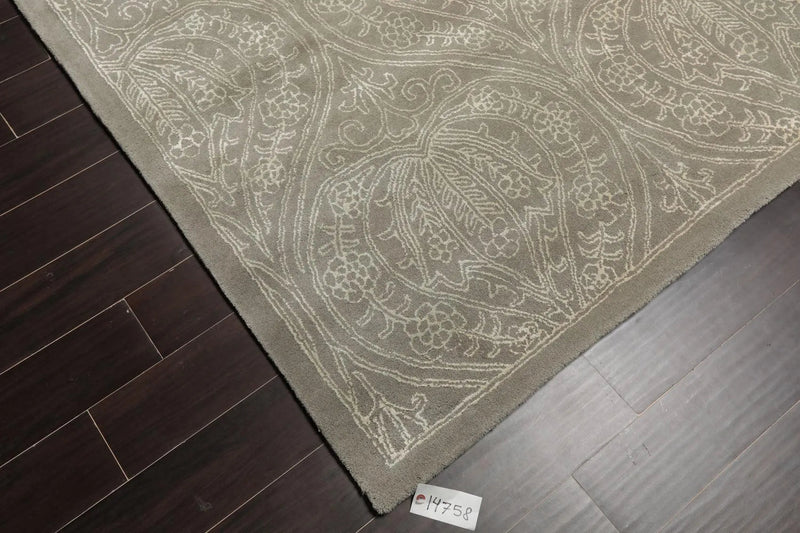 8' x 11' Handmade Wool & Art Silk Patterned Transitional Area Rug Gray Caledon