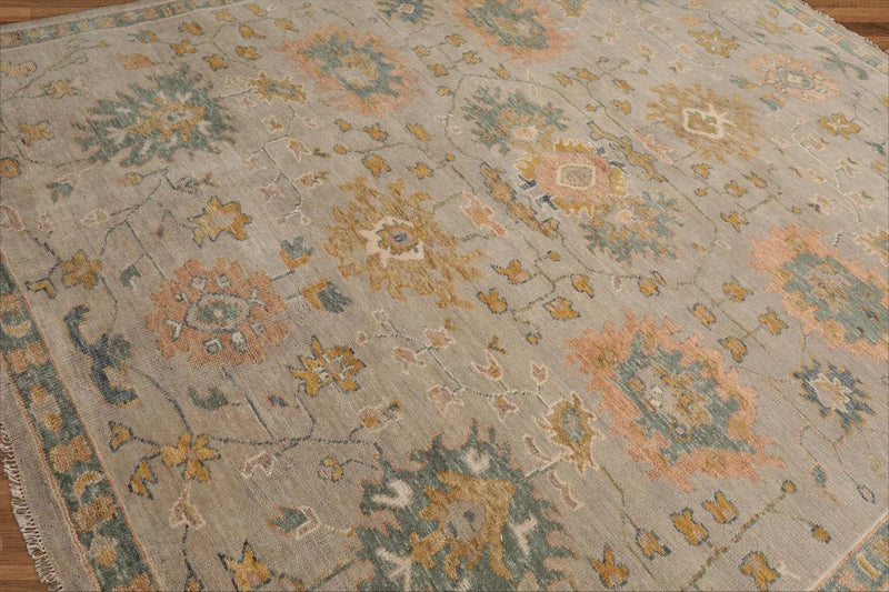 7' 10''x9' 10'' Hand Knotted Muted Turkish Oushak 100% Wool Traditional Oriental Area Rug Taupe, Peach Color