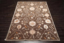 8' x 11' Handmade Wool & Art Silk Botanical Transitional Oriental Area Rug Brown