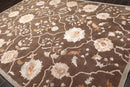8' x 11' Handmade Wool & Art Silk Botanical Transitional Oriental Area Rug Brown