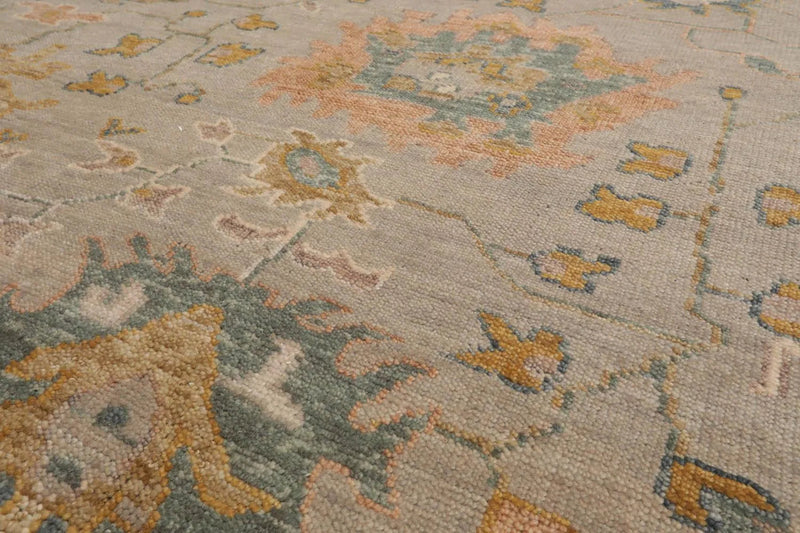 7' 10''x9' 10'' Hand Knotted Muted Turkish Oushak 100% Wool Traditional Oriental Area Rug Taupe, Peach Color