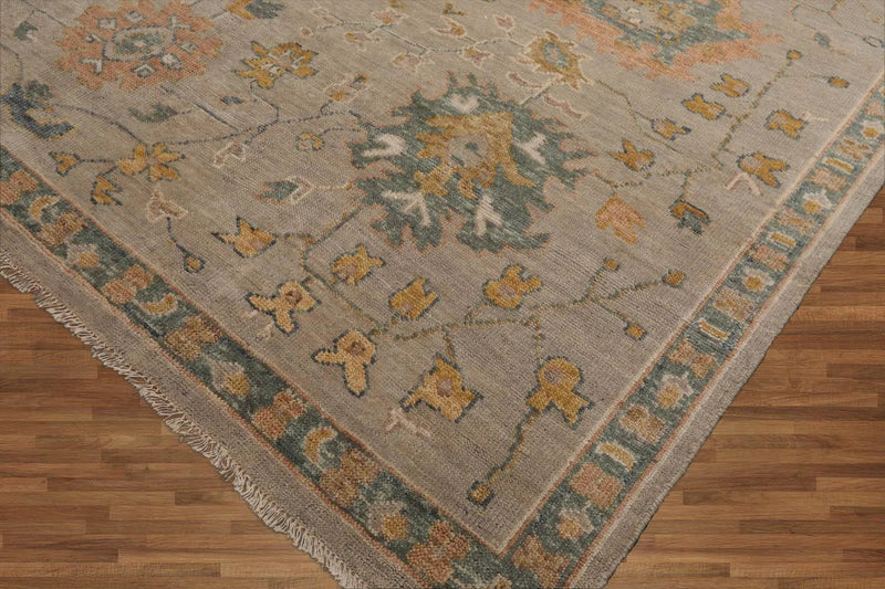 7' 10''x9' 10'' Hand Knotted Muted Turkish Oushak 100% Wool Traditional Oriental Area Rug Taupe, Peach Color