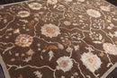 8' x 11' Handmade Wool & Art Silk Botanical Transitional Oriental Area Rug Brown