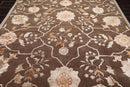 8' x 11' Handmade Wool & Art Silk Botanical Transitional Oriental Area Rug Brown