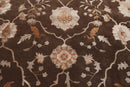 8' x 11' Handmade Wool & Art Silk Botanical Transitional Oriental Area Rug Brown