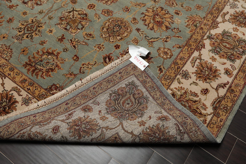 8'6" x 11'9" Hand Knotted 100% Wool Traditional Agra Oriental Area Rug Aqua