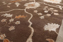 8' x 11' Handmade Wool & Art Silk Botanical Transitional Oriental Area Rug Brown