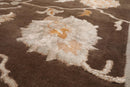 8' x 11' Handmade Wool & Art Silk Botanical Transitional Oriental Area Rug Brown