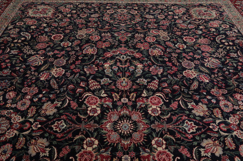 8'10" x 12'4" Hand Knotted 100% Wool Yaazd Sino 300 KPSI Oriental Area Rug Navy