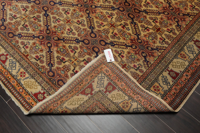 6'6" x 9'8" Hand Knotted 100% Wool Superfine 200 KPSI Oriental Area Rug Tan