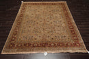 7'8" x 9'10" Hand Knotted Wool 250 KPSI Agra Muted Earth Tones Area Rug Beige