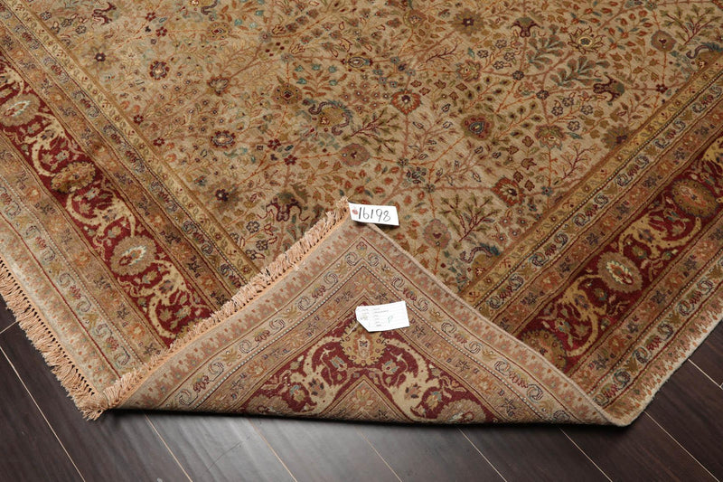 7'8" x 9'10" Hand Knotted Wool 250 KPSI Agra Muted Earth Tones Area Rug Beige