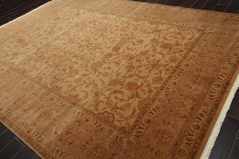 9x12 Tan, Taupe Hand Knotted Persian 100% Wool Traditional 250 KPSI Oriental Area Rug